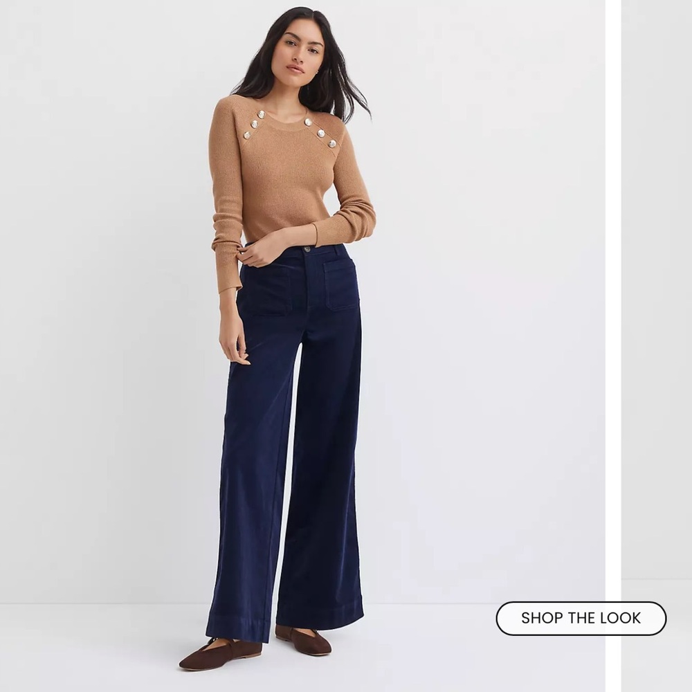 LOFT Palmer Wide Leg Pants in Brushed Corduroy - Picture 3 of 4